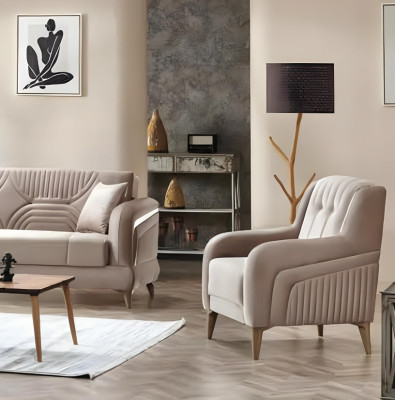 Poltrona beige mobili moderni imbottiti design soggiorno tessuto