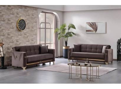 Set di divani imbottiti 2x divani poltrona completo divano 3 posti soggiorno