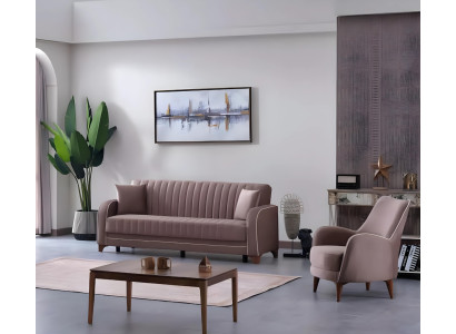 Divano grigio completo 2 pezzi soggiorno tessuto poltrona con divano 3 posti