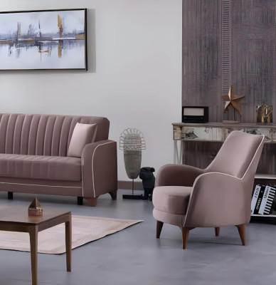 Poltrona di lusso con seduta imbottita per soggiorno in tessuto moderno design