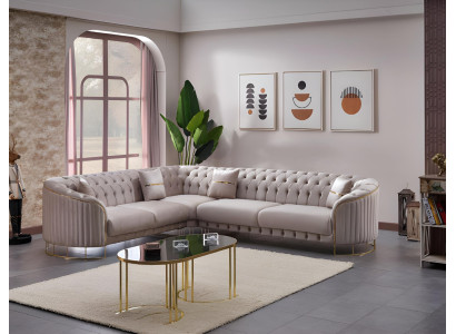 Divano angolare grigio in tessuto forma L design moderno poltrona soggiorno