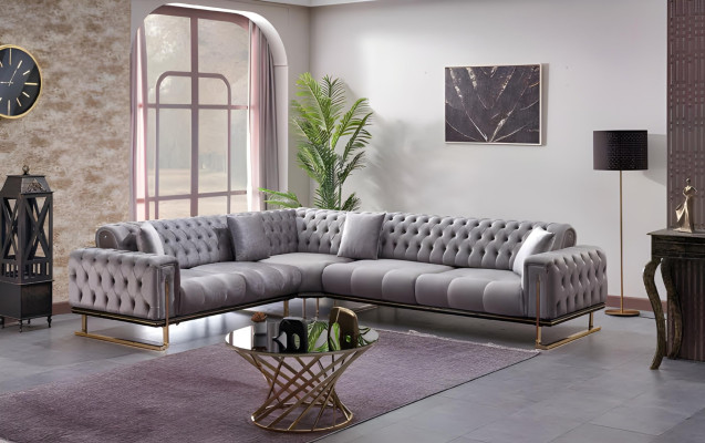 Divano angolare grigio design a forma di L mobili imbottiti divani salotti