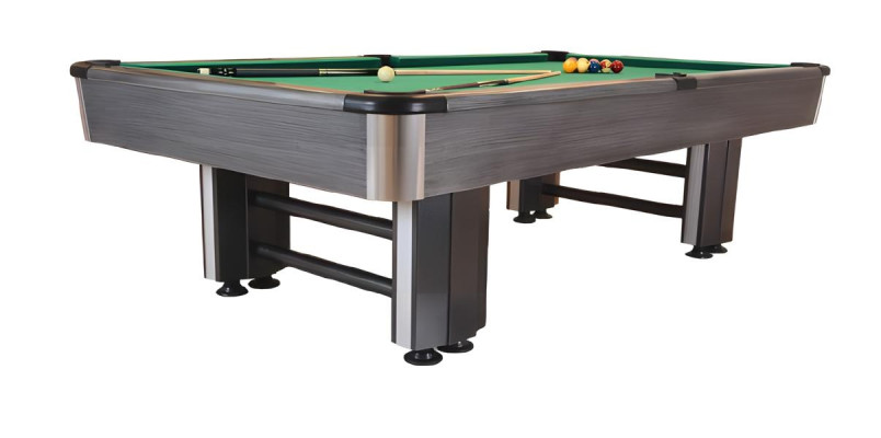 Tavolo da biliardo in legno e alluminio grigio dal design moderno