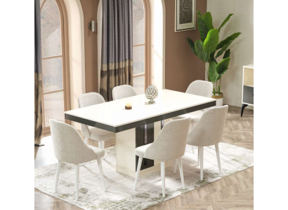 Set di mobili da pranzo di lusso completo con tavolo da pranzo e 6 sedie di design