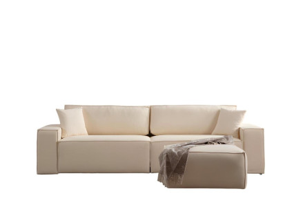 Pouf esclusivo beige a quattro posti elegante set da 2 pezzi
