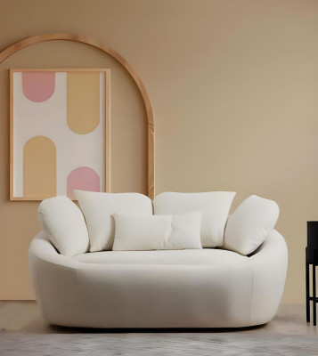 Set divano moderno bianco per soggiorno a 3 posti