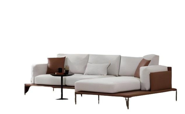 Divano angolare designer bianco-marrone a forma di L per soggiorno moderno