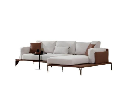 Divano angolare designer bianco-marrone a forma di L per soggiorno moderno