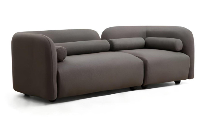 Divano moderno designer nero-rosso 3 pezzi