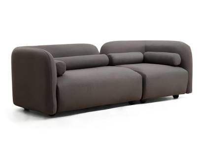 Divano moderno designer nero-rosso 3 pezzi