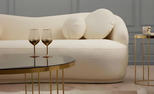 Set di soggiorno di design bianco di lusso 2x divani 3 posti e poltrona