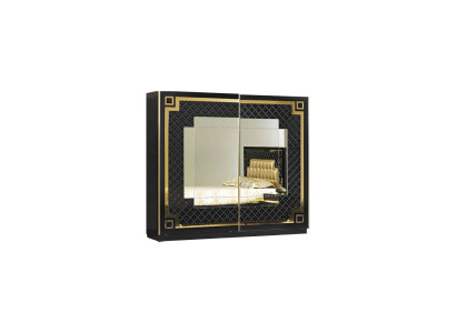 Armadio da letto nero e oro design con specchio mobili pregiati