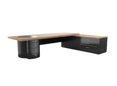 Scrivania angolare moderna nera marrone lusso legno mobili