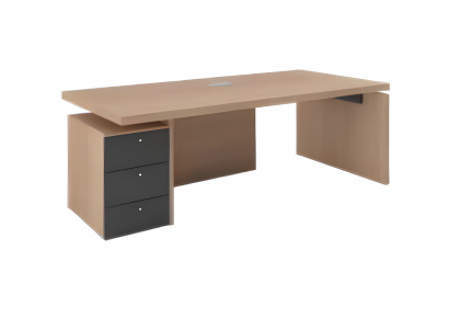 Tavolo da ufficio elegante con cassettiera marrone nero mobili in legno di lusso 2 pezzi