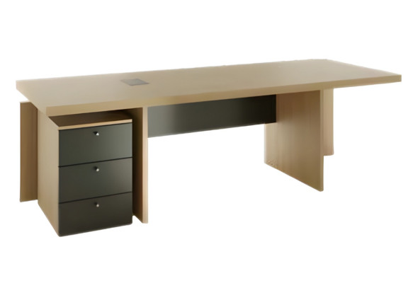 Scrivania moderna mobile in legno marrone grigio con spazio di archiviazione