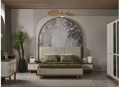 Letto Moderno Letto Imbottito Legno Lusso Design Camera da Letto Tessuto Velluto