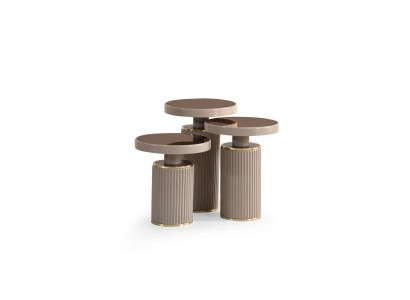 Set di tavolini 3x beige tavolo da soggiorno rotondo tavolino moderno di lusso nuovo