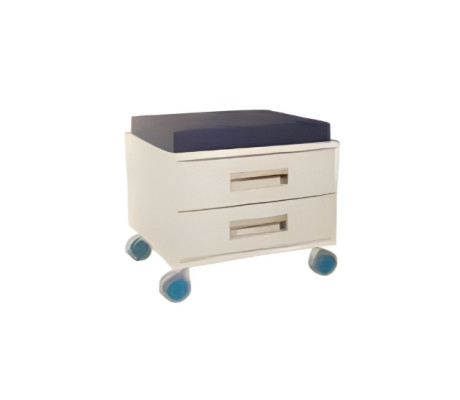 Elegante cassettiera bianca con seduta imbottita e cassetti