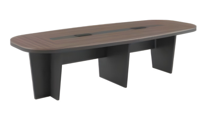 Tavolo da conferenza moderno con piano in legno marrone, piano ovale, tavolo da riunione