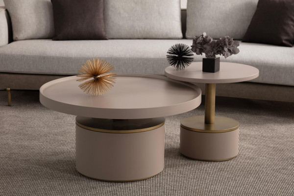 Set tavolino da caffè tavoli design lusso mobili soggiorno rotondo legno