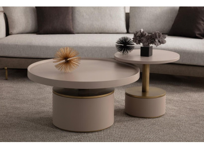 Set tavolino da caffè tavoli design lusso mobili soggiorno rotondo legno