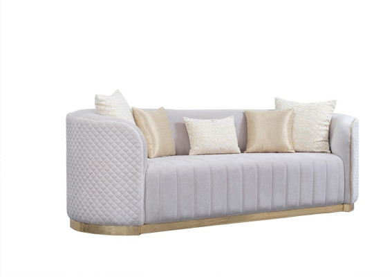 Set divano 3 posti divano imbottito beige tessuto design divano moderni