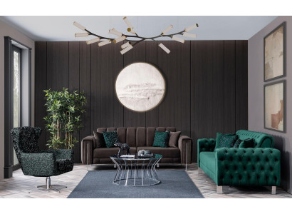 Divano di lusso 3 posti set imbottito moderno tessuto nuovo mobili paesaggio abitativo