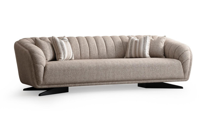 Divano 3 posti poltrona grigia tessuto design moderno nuovo