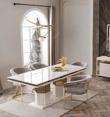 Tavolo da pranzo in legno Tavoli Tavoli Design Oro Lusso Mobili da pranzo