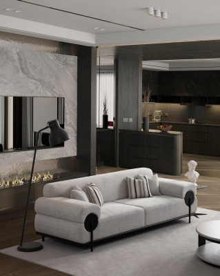 Divano 3 posti in tessuto design moderno grigio