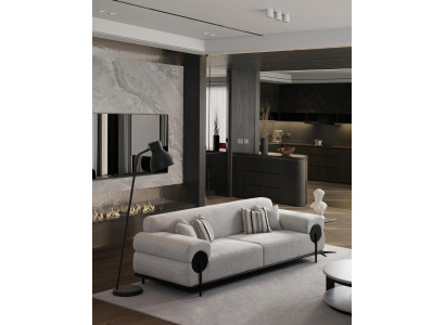 Divano 3 posti in tessuto design moderno grigio