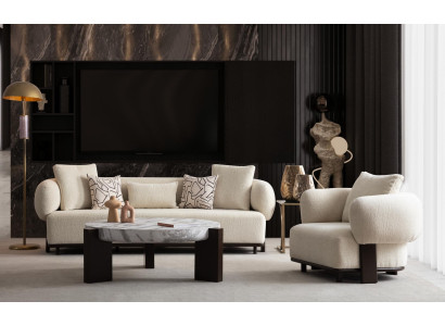 Divano 2x Set 3 posti poltrona Bianco Design Moderno Set Divano