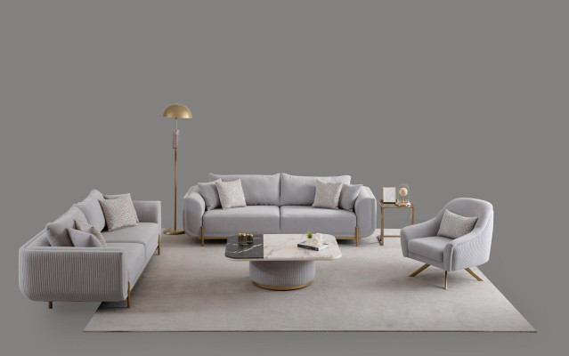 Divano 3+3+1 posti Nuovo Design Sofas Poltrone Tessuto Relax Moderno