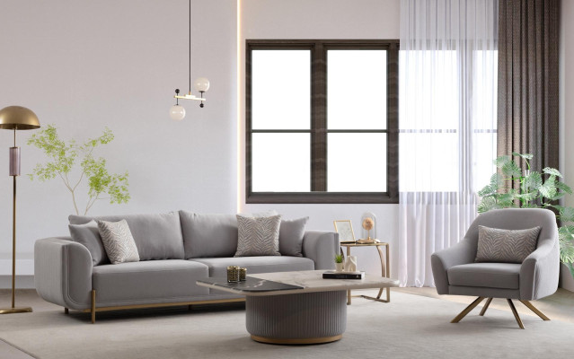 Divano 3+3+1 posti Nuovo Design Sofas Poltrone Tessuto Relax Moderno