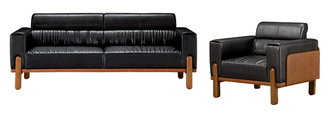 Set divano soggiorno design poltrona imbottita in pelle relax 2 pezzi