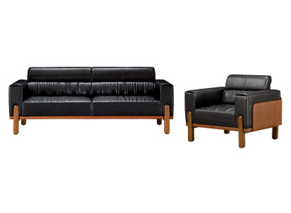 Set divano soggiorno design poltrona imbottita in pelle relax 2 pezzi