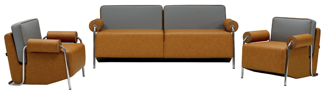 Set di divani da soggiorno 2+1+1 posti poltrona design lusso pelle moderna eleganza