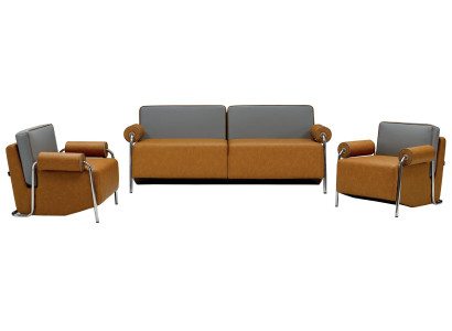 Set di divani da soggiorno 2+1+1 posti poltrona design lusso pelle moderna eleganza