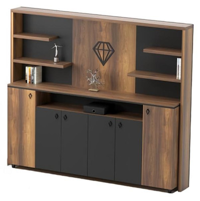 Set da ufficio credenza tavolino tavolo sideboard legno marrone nero 4 pezzi