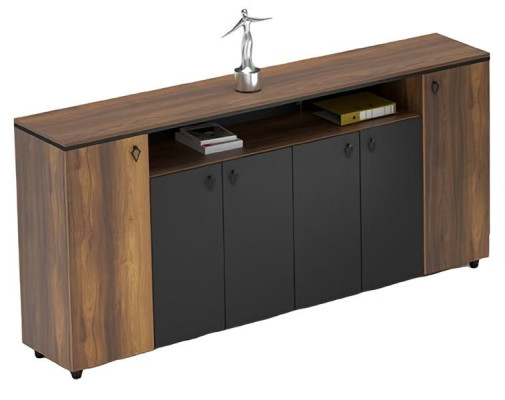 Mobiletto credenza armadio con ante per studio marrone nero