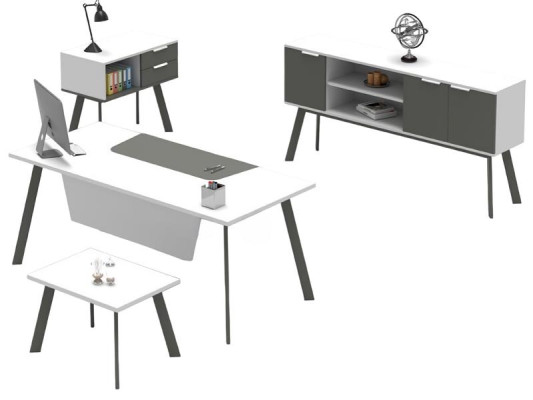 Set da ufficio completo tavolo sideboard comò tavolino 4 pezzi