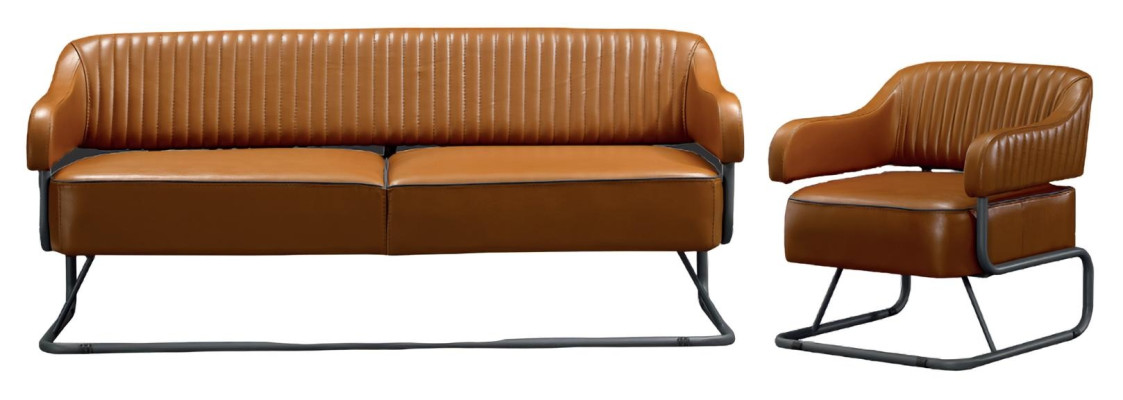 Set di divani 3+1 posti design poltrona imbottita in pelle relax moderna