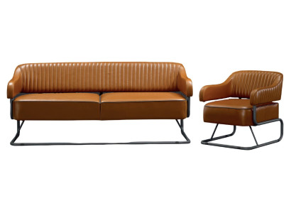 Set di divani 3+1 posti design poltrona imbottita in pelle relax moderna