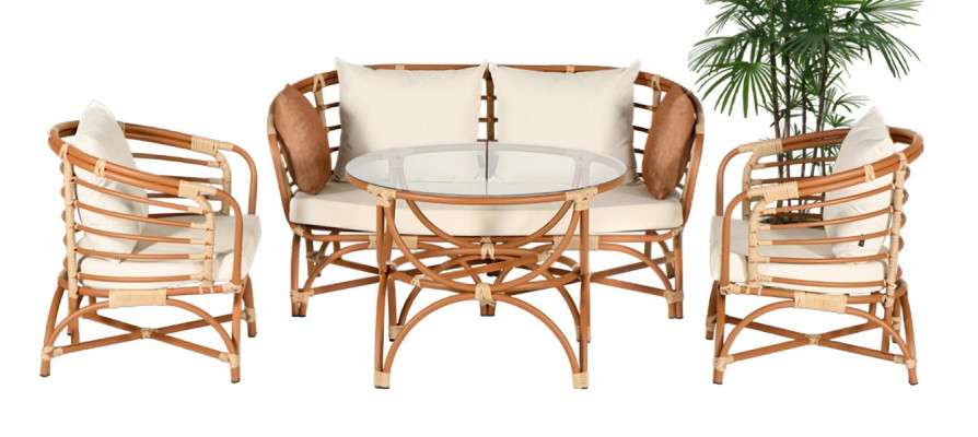 Set di mobili da giardino divano 2 posti tavolo poltrona veranda gruppi di seduta moderno