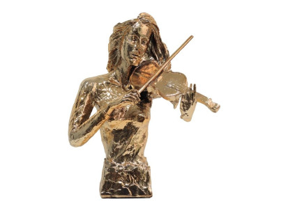 Decorazione moderna figura decorativa violinista 46 cm figura dorata statua sculture