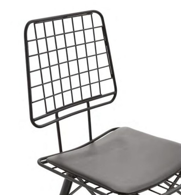 Sedia da giardino Sedia da terrazza Sedia da pranzo Sedia in metallo con cuscino Nera