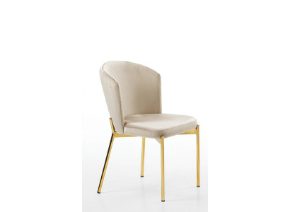 Sedia da soggiorno sedia da pranzo poltrona beige legno acciaio inossidabile