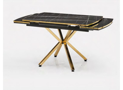 Tavolo da pranzo 120x80 Nero Oro Tavoli da pranzo Sala da pranzo Metallo Marmo