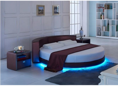 Letto rotondo Bordeaux con illuminazione LED Design moderno divano letto imbottito