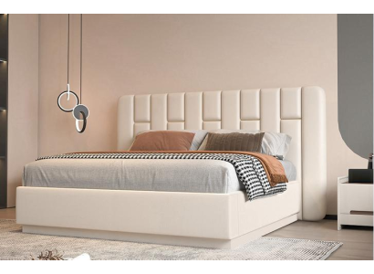 Letto beige di lusso con testiera trapuntata design moderno per camera da letto